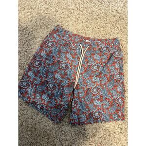 Fair Harbor The Bayberry Swim Trunks - Red Paisley - Small